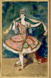 Vorbereitungskostüm für "Der Pavillon von Armide", Ballett von Nikolai (Nicolas) Tcherepnine (1873-1945) - Werk von Alexander Nikolayevich Benois (1870-1960)