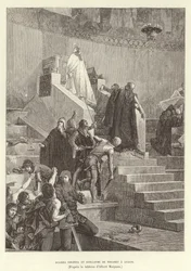Sciarra Colonna und Guillaume de Nogaret konfrontieren Papst Bonifatius VIII. in Anagni, Italien