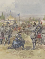 Bayard rüstet Franz I. zum Ritter