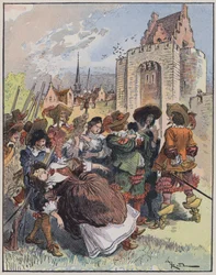 Illustration für Le Capitaine Bellormeau von und illustriert von A. Robida (Farblithographie)