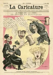 Illustration von Albert Robida (1848-1926) für das Titelblatt von La Caricature (1880)