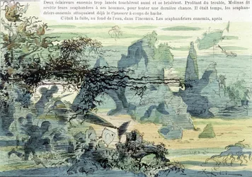 Unterwasserschlacht. In „Krieg im 20. Jahrhundert“ von Robida, Ende des 19. Jahrhunderts