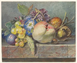 Früchte- und Blumenstillleben