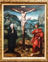 Christus am Kreuz zwischen der Jungfrau Maria und St. Johannes