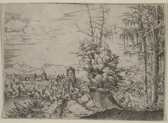 Landschaft mit zwei Kiefern