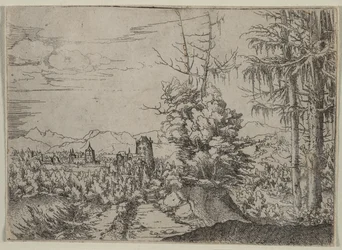 Landschaft mit zwei Kiefern