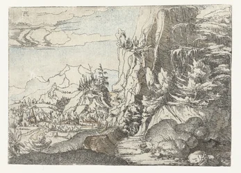 Landschaft mit dunkler Felswand