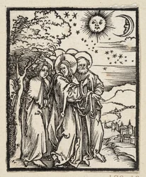 Christus zeigt seinen Jüngern die Himmelszeichen (aus: Postilla, 43 Holzschnitte)
