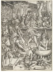 Die Marter des Evangelisten Johannes, aus der Folge der Apokalypse, Urausgabe Deutsch 1498