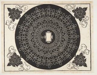 Verschlungenes Kordelmuster mit länglichem Schild