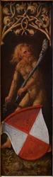 Porträt von Oswolt Krel: "Sylvan Men" mit Wappenschildern von Agathe von Esendorf