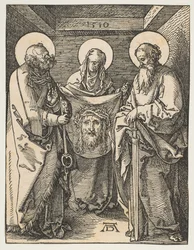 Die heilige Veronika zwischen den Heiligen Petrus und Paulus, aus Die kleine Passion, 1510