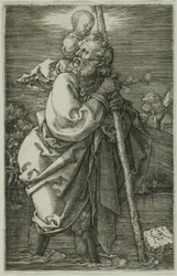 Der heilige Christophorus nach links gewandt