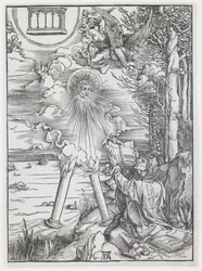 St. Johannes, der das Buch verschlingt, aus „Die Apokalypse“