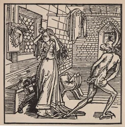 Der Dämon der Eitelkeit und die Kokette, Illustration aus „Der Ritter vom Turm“, 1498