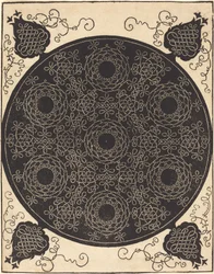 Der vierte Knoten (eine Kombination aus sieben kreisförmigen Knotengruppen mit schwarzen Zentren)