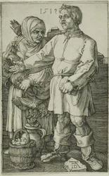 Der Bauer und seine Frau auf dem Markt
