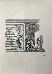 Der Triumphbogen von Kaiser Maximilian I. von Deutschland: Detail eines Hirschfells mit einer Inschrift, die die Familienverbindungen des Kaisers lobt, mit einem Schlappohr-Ziegenbock, Symbol für scharfes Gehör, 1517-18