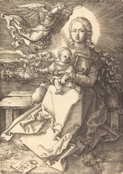 Die Jungfrau und das Kind von einem Engel gekrönt