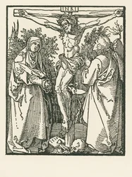 Christus am Kreuz mit der Jungfrau Maria und dem Heiligen Johannes