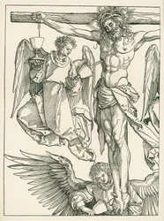 Christus am Kreuz mit drei Engeln, um 1513