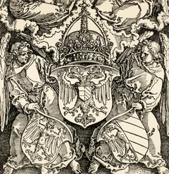 Wappen des Heiligen Römischen Reiches, von Albrecht Dürer, Stich, Deutschland