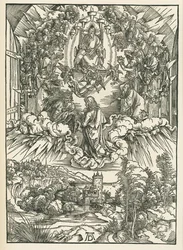 Johannes vor Gott und den vierundzwanzig Ältesten im Himmel. Die Offenbarung des Johannes