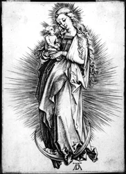 Die Jungfrau und das Kind auf einer Mondsichel