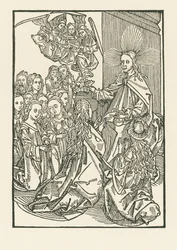 Die Belohnung der Auserwählten, dargestellt durch die Krönung Marias, umgeben von den Heiligen