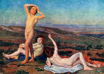 Jungen, die sich in der Sonne aalen, Mitte des 19. Jahrhunderts