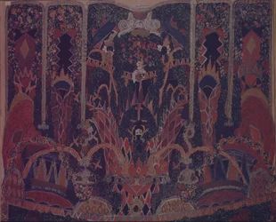 Entwurf des Maskeradevorhangs für das Theaterstück Die Maskerade von M. Lermontov, 1917