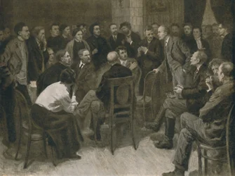 Lenin debattiert mit dem Narodnik Vorontsov 1894, 1939