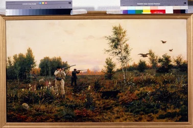 Birkhahnjagd. Jagdszene. Gemälde von Alexei Danilovich Kivshenko (1851-1895)