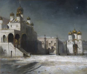 Der Kathedralenplatz im Moskauer Kreml bei Nacht, 1878