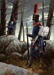 Erstes Kaiserreich: Leichtes Infanteriegewehr der Großen Armee Zeichnung von Alessandro Lonati