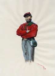Zweites Kaiserreich (1852-1870): Italienische Einigung (Risorgimento), Freiwilligenoffizier der Garibaldi-Armee, bekannt als „Rothemden“-Kämpfer für die Sache von Giuseppe Garibaldi (1807-1882) in Italien