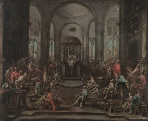 Innenraum einer Synagoge, um 1725-35