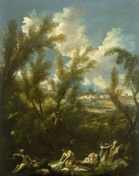 Landschaft mit Waschfrau