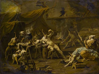 Das Abendessen von Pulcinella und Colombina, um 1725-1730
