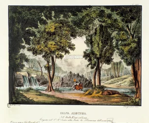 Der Wald der Sibylle Albunea Bühnenbild für die Aufführung des Operndramas „Enea nel Lazio“ (1799) von Giuseppe Sarti