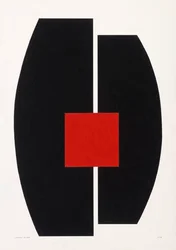 Rotes Quadrat auf Schwarz