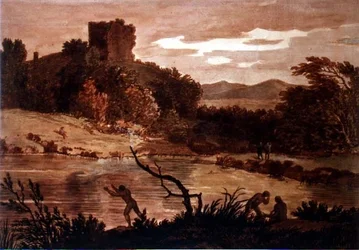 Landschaft mit badenden Männern