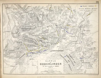 Karte der Schlacht bei Hohenlinden, veröffentlicht von William Blackwood and Sons, Edinburgh und London, 1848
