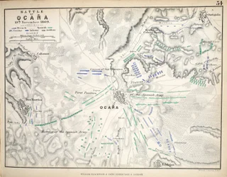 Karte der Schlacht von Ocana, veröffentlicht von William Blackwood and Sons, Edinburgh und London, 1848