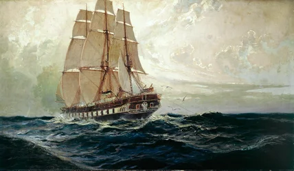 Die österreichische Fregatte Novara auf See