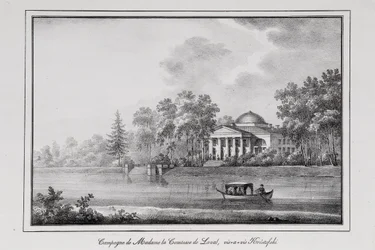 Sommerhaus der Gräfin de Laval auf der Aptekarsky Insel, Serie Ansichten von Sankt Petersburg, 1820er