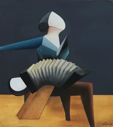 Geometrischer Akkordeonspieler