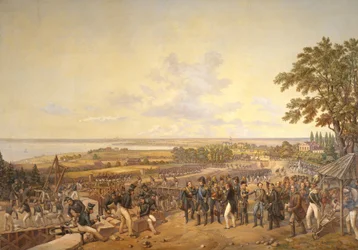 König Carl XIV Johan (1763-1844) von Schweden besucht die Schleusen am Bergkanal, 1819