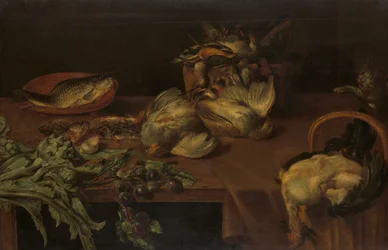 Stillleben mit Fisch, Hummer und Austern