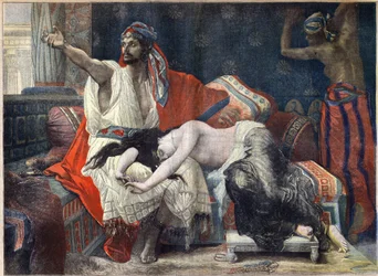 Thamar (Tamar) weint auf Absaloms Schoß, nachdem sie von ihrem Bruder Amnon vergewaltigt wurde